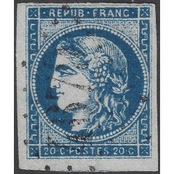 Bordeaux timbre de France N°45Cf bleu verdâtre foncé oblitéré.