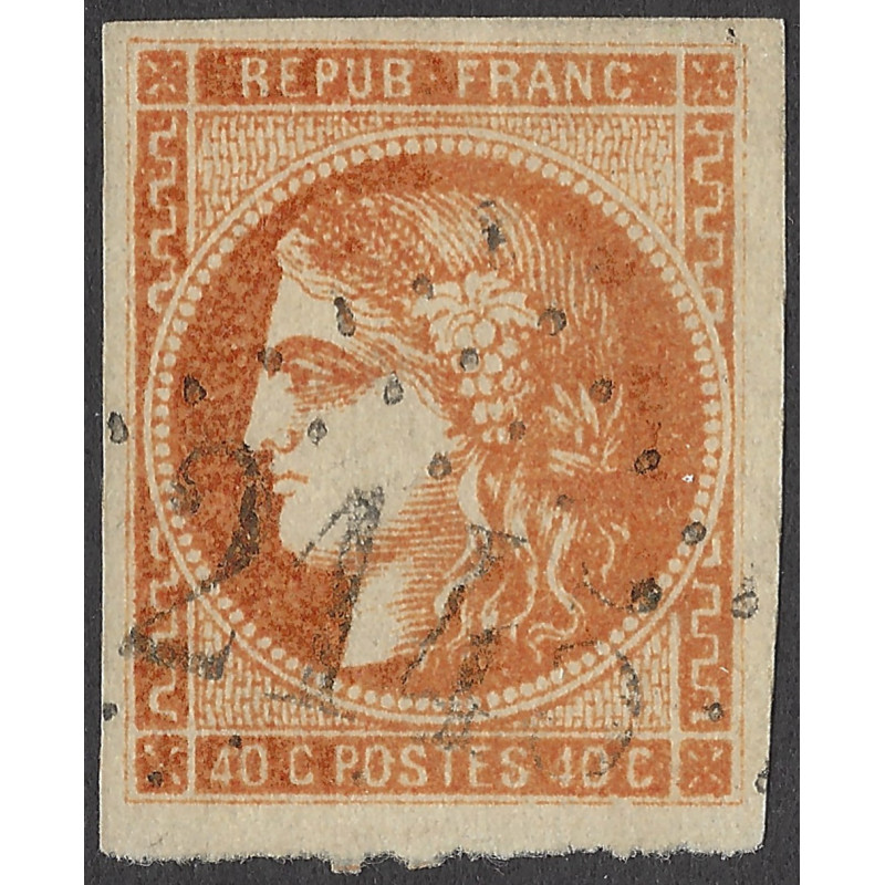 Bordeaux timbre de France N°48h jaune orange oblitéré.