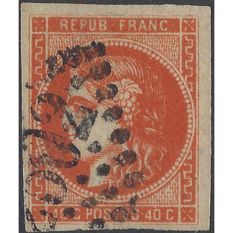 Bordeaux timbre de France N°48a orange vif oblitéré.