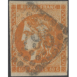 Bordeaux timbre de France N°48h jaune orange oblitéré.
