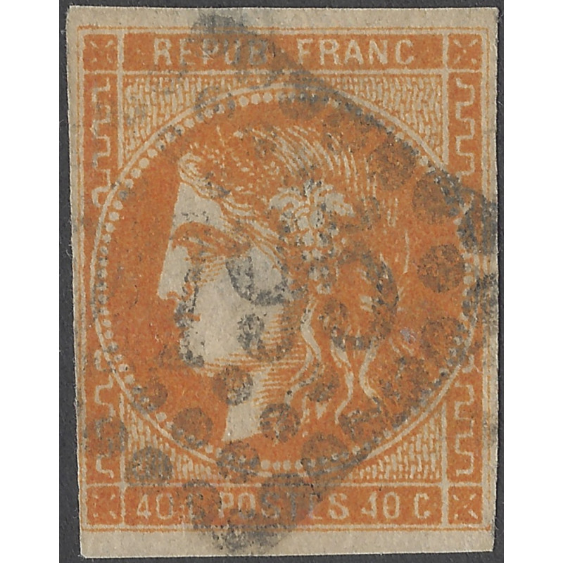 Bordeaux timbre de France N°48h jaune orange oblitéré.