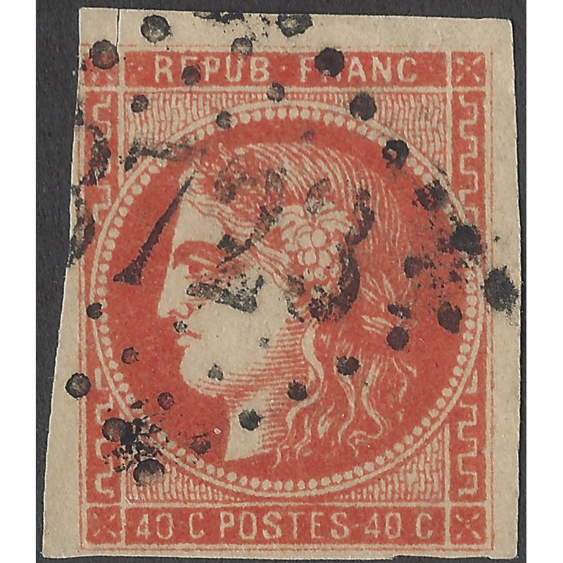 Bordeaux timbre de France N°48c rouge orange oblitéré.