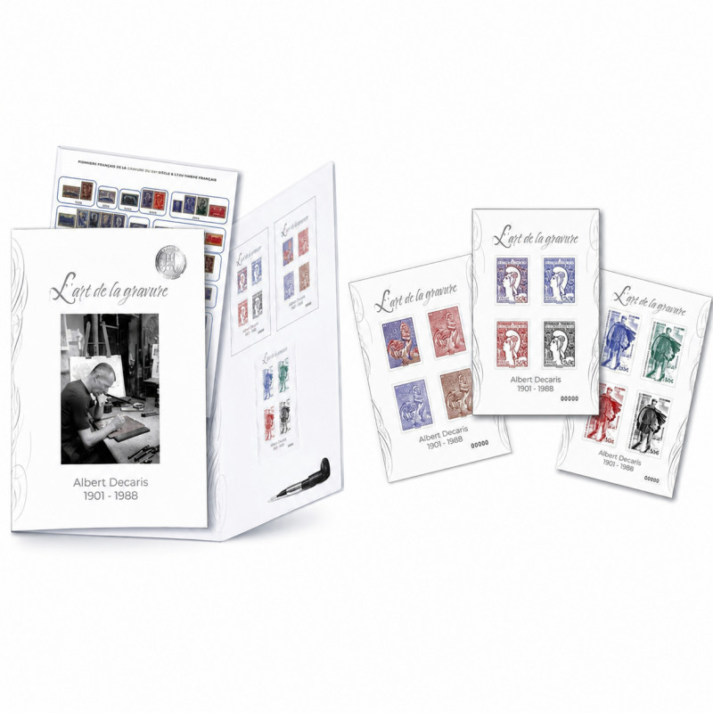 Livret de timbres l'art de la gravure : Albert Decaris.