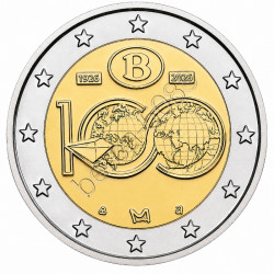 2 euros Belgique 2026 coincard BU - 100 ans des chemins de fer, les deux versions.