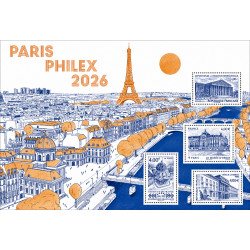Feuillet doré de 4 timbres Paris Salon Philex 2026 N°F5987 neuf**.