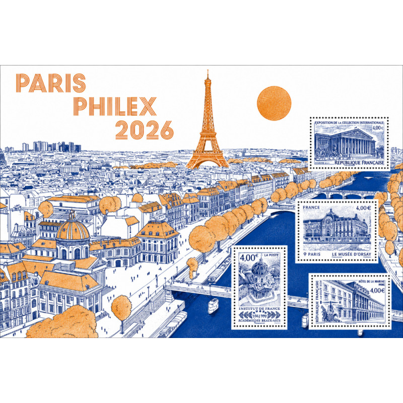 Feuillet doré de 4 timbres Paris Salon Philex 2026 N°F5987 neuf**.
