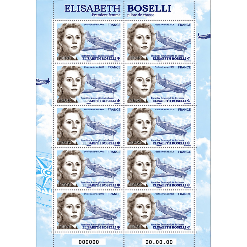 Feuillet 10 timbres Poste aérienne Elisabeth Boselli N°F102a neuf**.