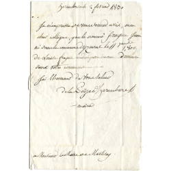 Marque postale 36 PREUILLY sur pli signé de René Louis de La Poëze d'Harambure.