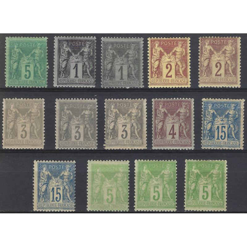 Classiques de France type Sage lot de 14 timbres neuf*.