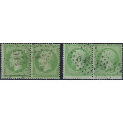Empire dentelé timbre de France N°20 lot de 2 paires oblitérés.