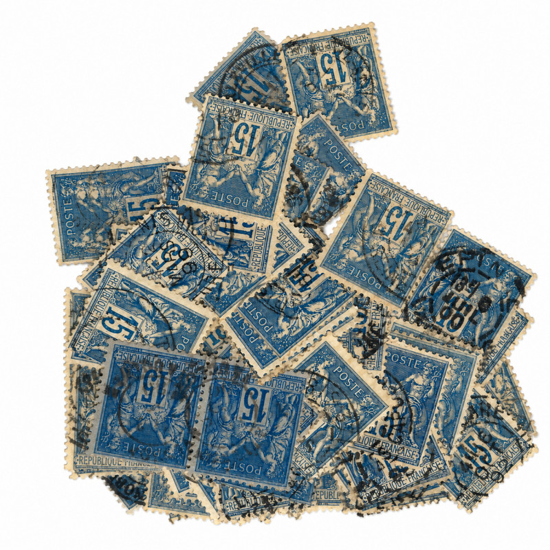 Sage timbre de France N°101 lot de 90 exemplaires oblitérés pour étude.