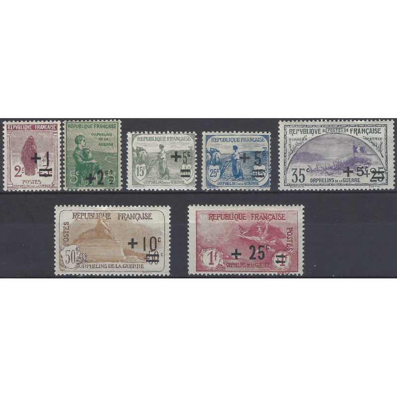 Orphelins de guerre timbres de France N°162-168 neufs.