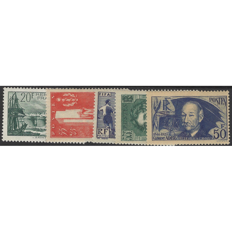 Timbres de France semi-moderne N°394-398 neuf**.