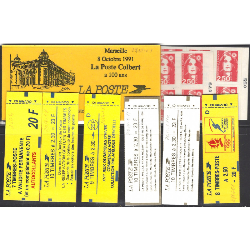 Lot de 9 carnets de timbres type Marianne de Briat neufs.