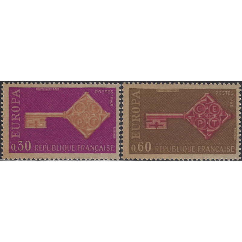 Europa timbres de France N°1556-1557 tirage spécial sur bristol série neuf**, R.