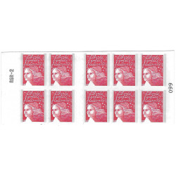 Carnet de 10 timbres Marianne de Luquet N°3419-C7 variété bandes phosphorescentes grises.