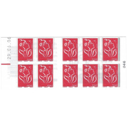 Carnet de 10 timbres Marianne de Lamouche N°3744A-C1 variété bandes phosphorescentes grises..