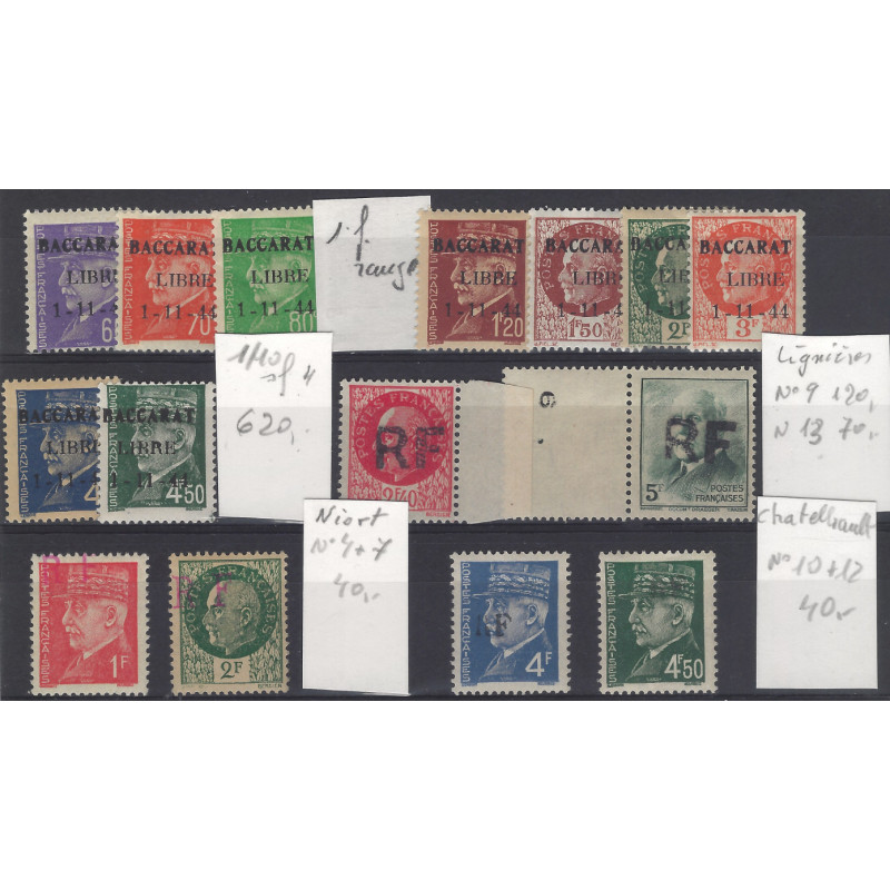 Libération lot de 15 timbres de France neufs.