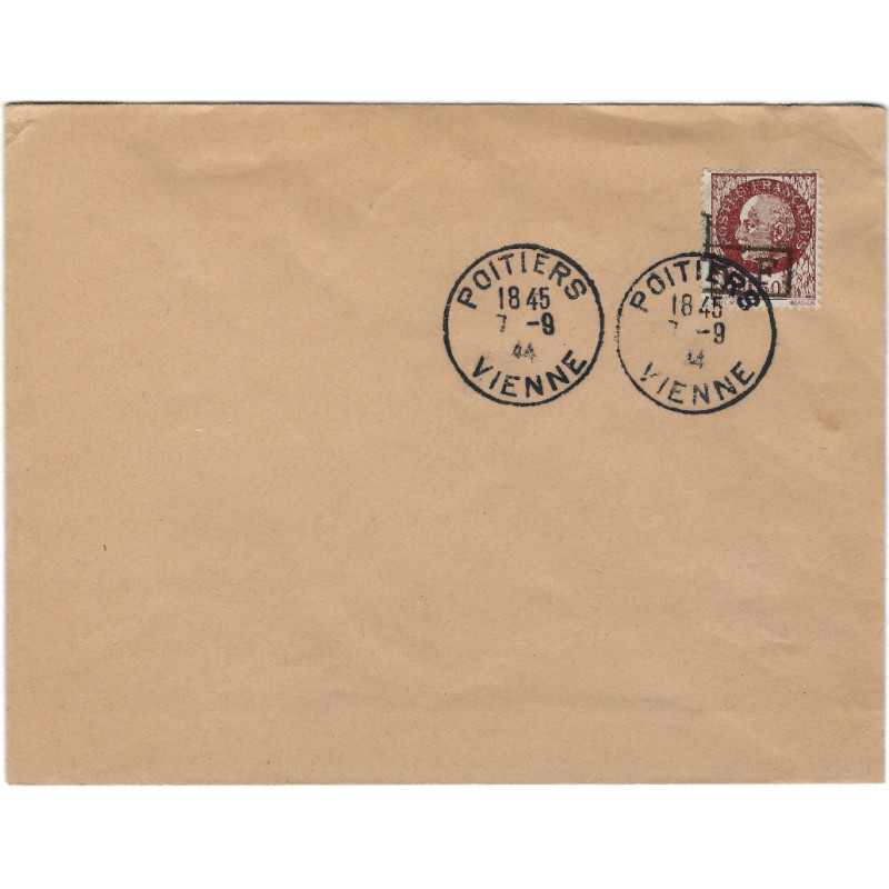 Libération de Poitiers timbre N°7 oblitéré sur lettre.