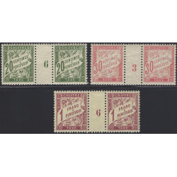 Timbres taxe de France lot de 3 paires millésime neufs.
