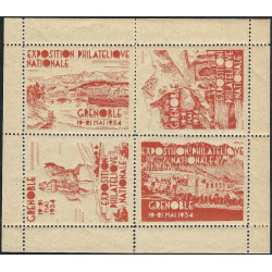 Feuillet de 4 vignettes Expo philatélique de Grenoble 1934.