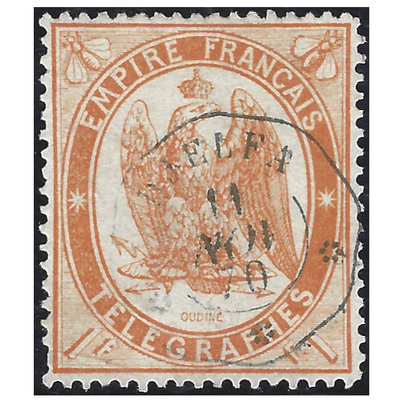 Timbre télégraphe N°7 oblitéré Djelfa Algérie 11 novembre 1870.