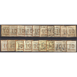 Timbre d'Alsace Lorraine N°5 et 5a lot de 20 exemplaires oblitérés.