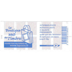 Carnet de 10 timbres Marianne de Lamouche N°3744A-C1 variété bandes phosphorescentes grises.