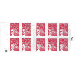 Carnet de 10 timbres Marianne de Luquet N°3419-C5a carré noir.