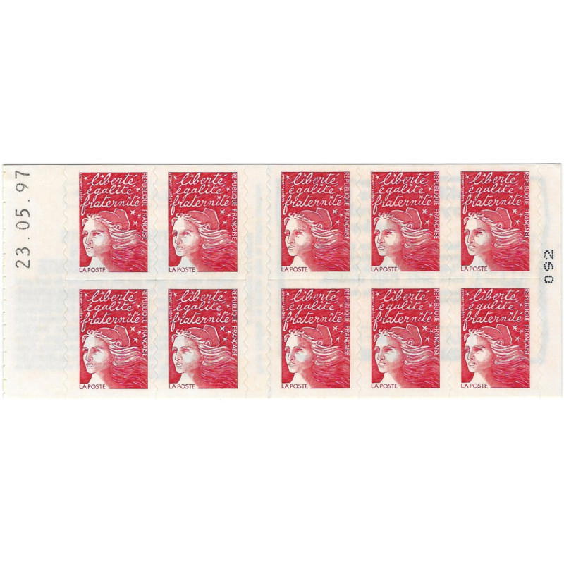 Carnet de 10 timbres Marianne de Luquet N°3085-C1 daté.