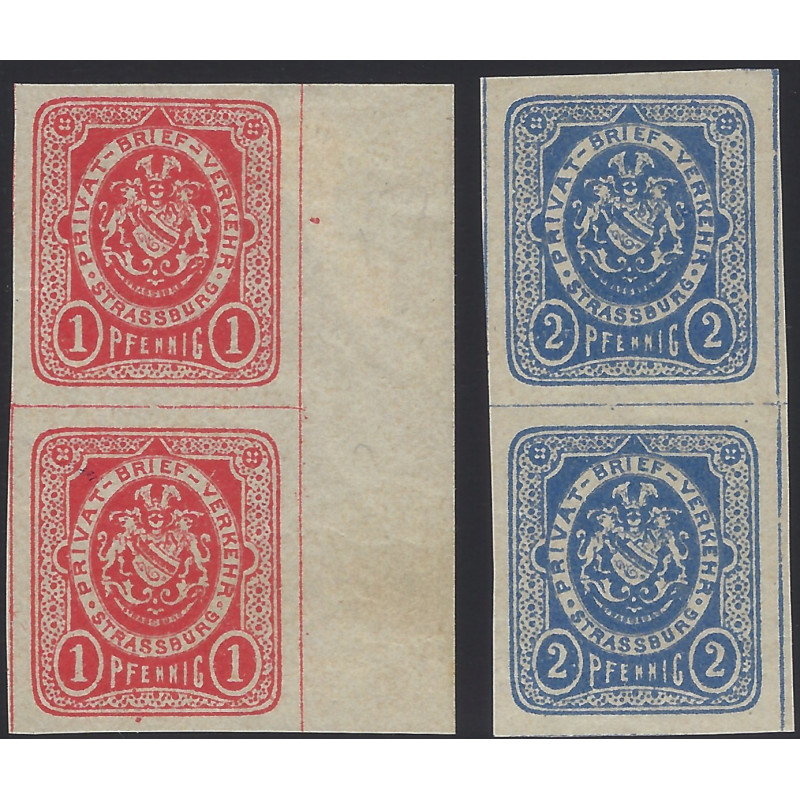 Poste Privée de Strasbourg timbres N°1-2 paires neufs.