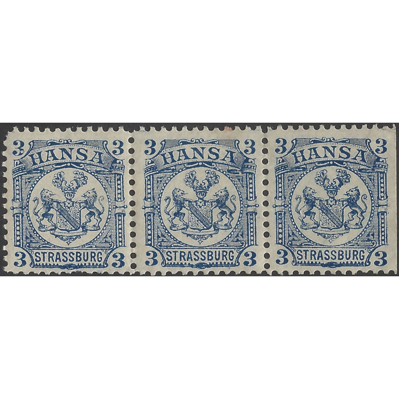 Poste Privée de Strasbourg HANSA timbre N°23 bande de 3 ex. neuf**.