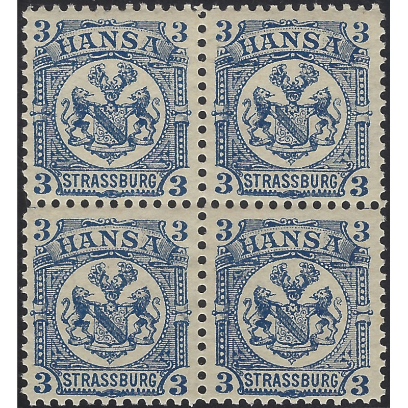 Poste Privée de Strasbourg HANSA timbre N°23 bloc de 4 ex. neuf**.