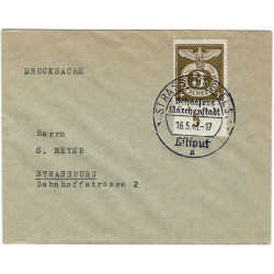 Cachet temporaire Strasbourg Liliput 16-5-1943 sur imprimé en Alsace occupée.