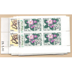 Monaco timbres préoblitérés lot de 8 séries en blocs de 4 cdf neufs**.