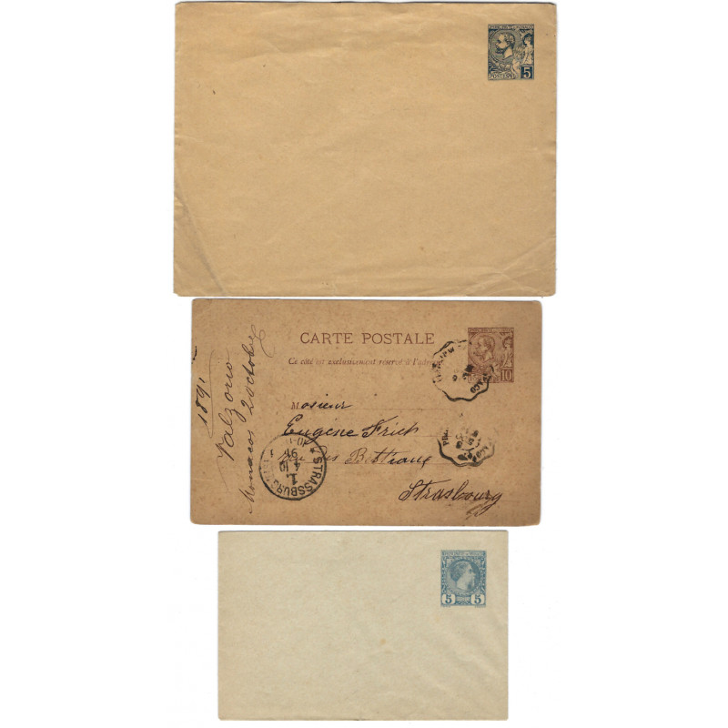 Monaco lot de 3 entiers postaux neufs et oblitérés.