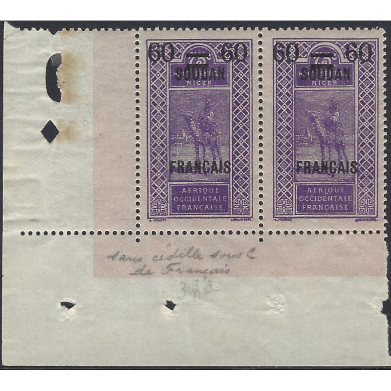 Soudan Français timbre N°43ba variété neuf**.