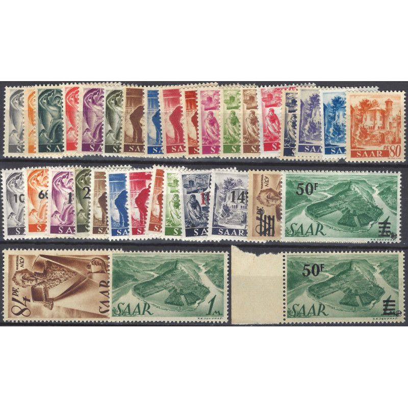 Sarre timbres N°196-228 + 228A séries neufs**.