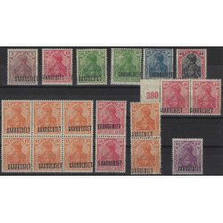 Sarre lot de timbres neufs avec variétés de surcharge.