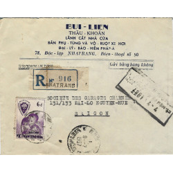 Vietnam du Sud – Lettre recommandée de Nha Trang pour Saïgon 1957.