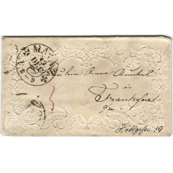 Allemagne enveloppe avec gaufrage décoratif de Mainz pur Francfort 1812