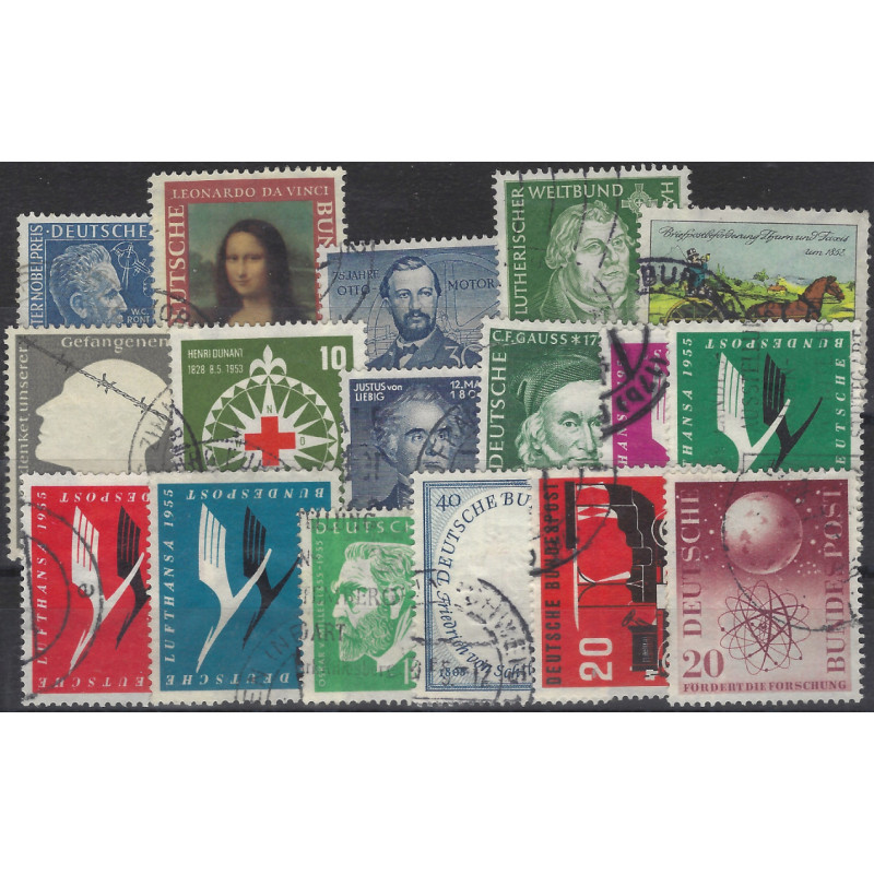 Allemagne R.F.A. lot de 17 timbres oblitérés entre 1951-1955.