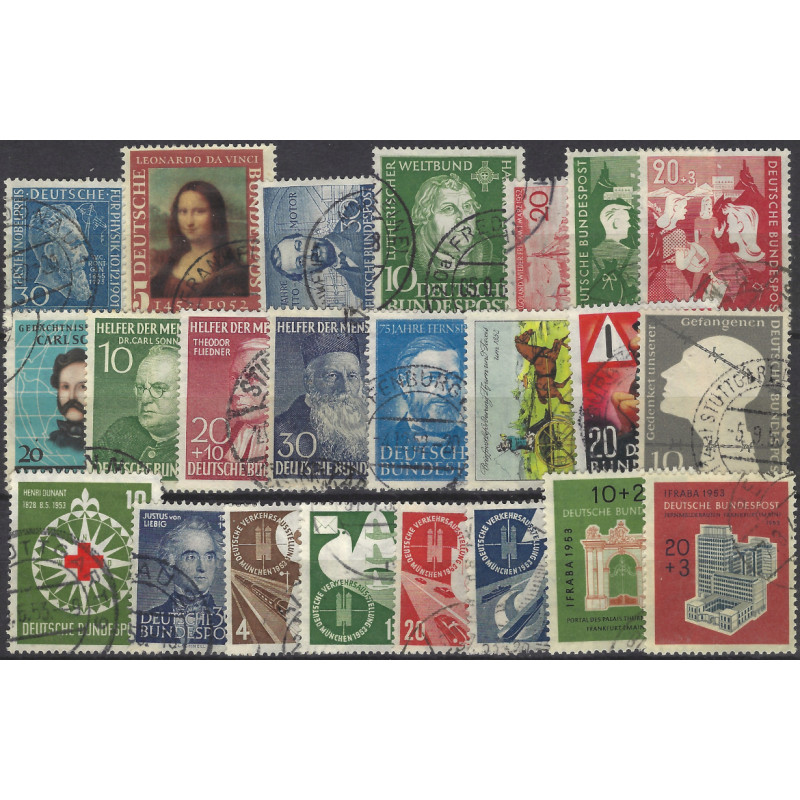 Allemagne R.F.A. lot de 23 timbres oblitérés entre 1951-1953.