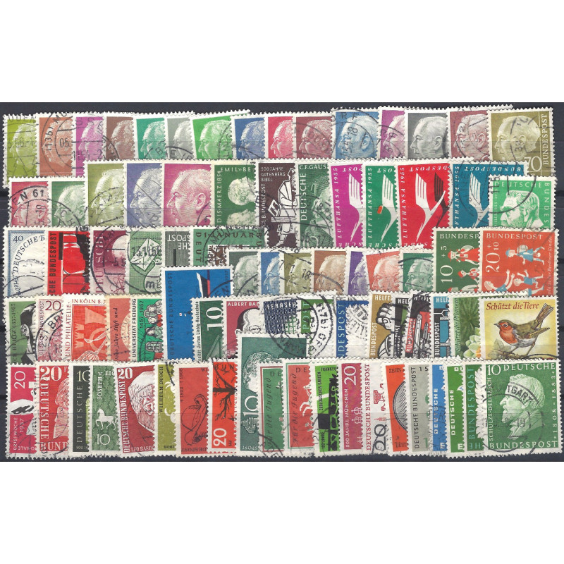 Allemagne R.F.A. lot de 80 timbres oblitérés entre 1953-1958.