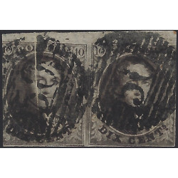 Belgique Léopold premier timbre N°6 paire avec variété oblitéré.