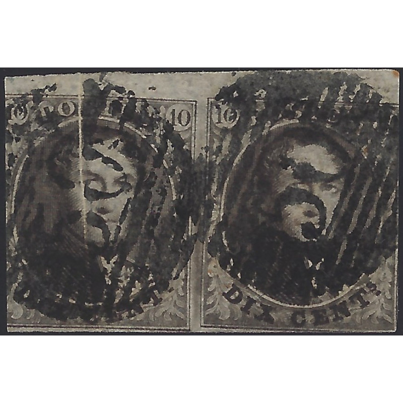 Belgique Léopold premier timbre N°6 paire avec variété oblitéré.