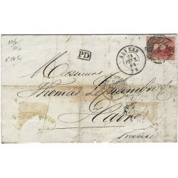 Belgique timbre N°16C oblitéré sur pli d'Anvers 1864 pour Le Havre.