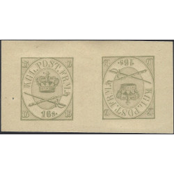 Danemark timbre N°15 paire tête-bêche, épreuve d'impression.