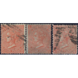 Grande Bretagne Victoria timbre N°32 planches 8 et 11 oblitérés.
