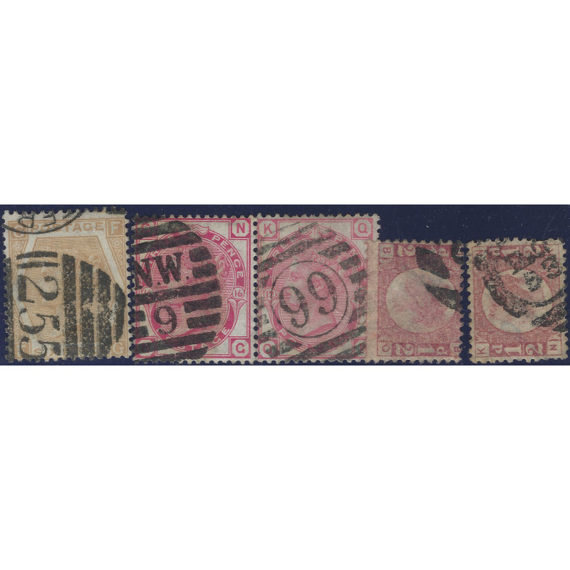 Grande Bretagne Victoria lot de timbres entre N°47-51 oblitérés.